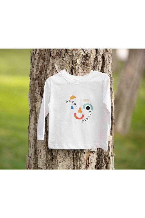 Miela Kids tişört Miela Kids Basic Tshirt Creative Baskılı Beyaz