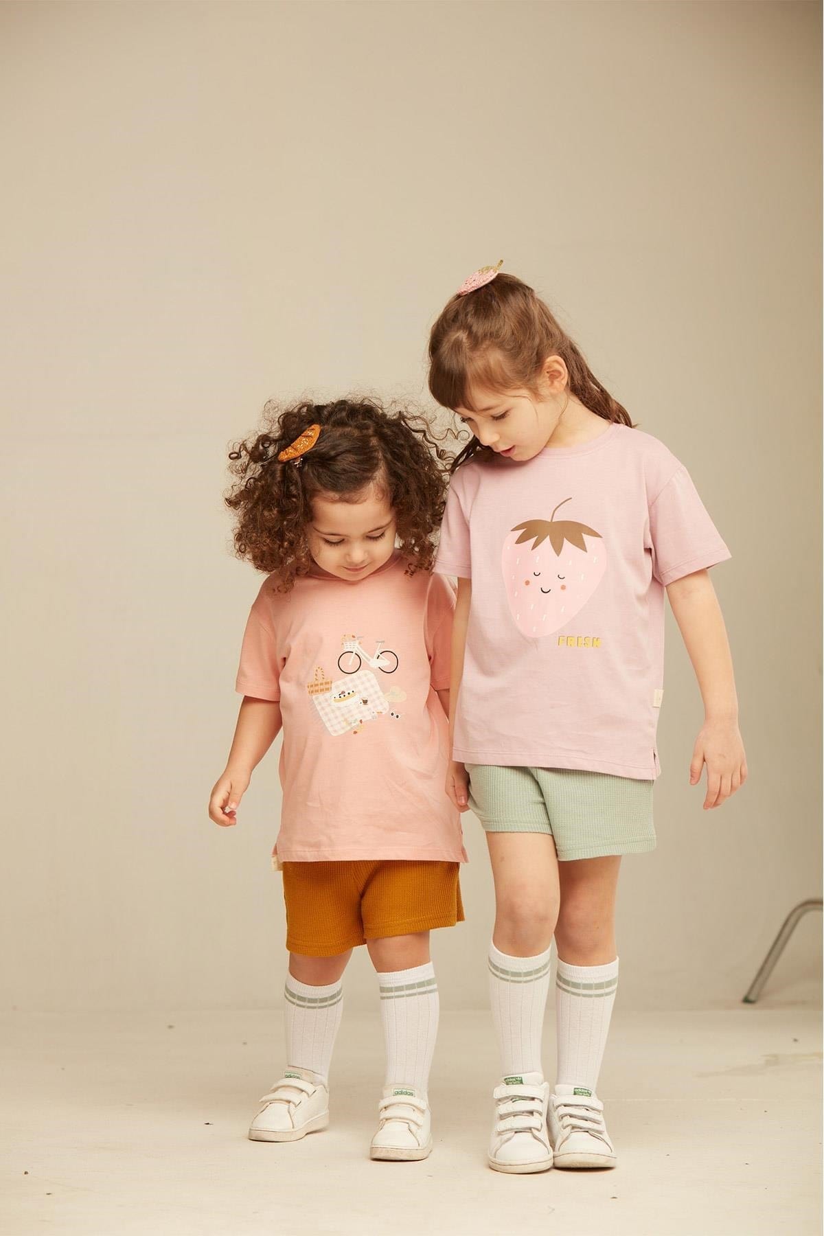 Miela Kids tişört Miela Kids Çilek Baskılı Tshirt Lila