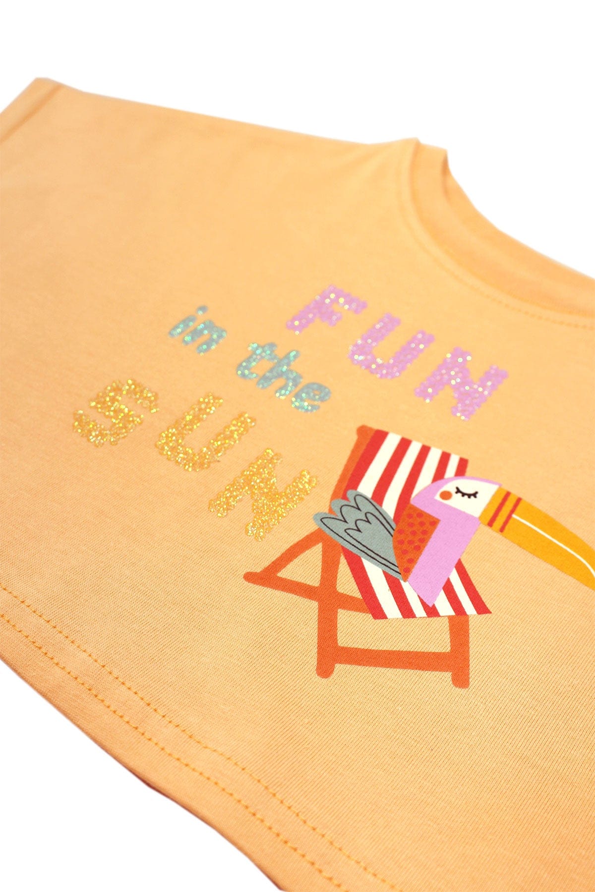 Miela Kids tişört Miela Kids Crop Tshirt Fun In The Sun Glitter Baskılı Kavuniçi