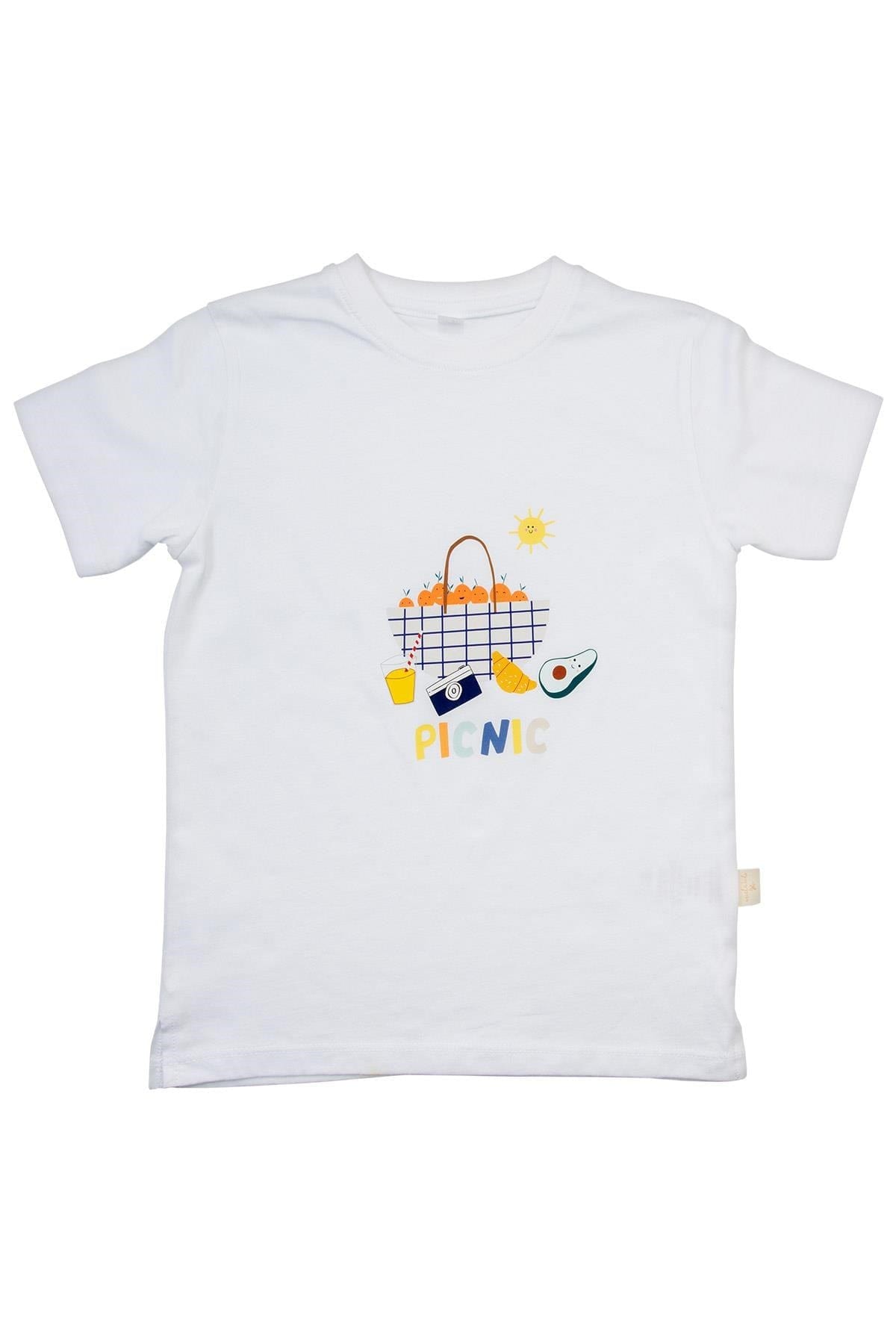 Miela Kids tişört Miela Kids Tshirt Piknik Sepeti Baskılı Beyaz