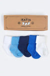 Katia&Bony 5 li Bebek Çorap Organik Beyaz/Mavi