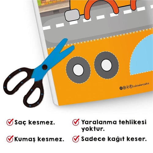 Yükselen Zeka Eğitici Oyuncak Yükselen Zeka Kes Yapıştır Makaslı Kitap Seti